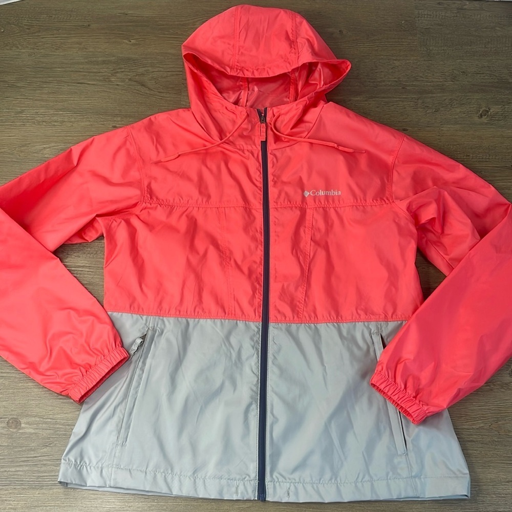 Columbia Women's Coral Pink Salmon Center Ridge Lined Jacket Windbreaker Size M